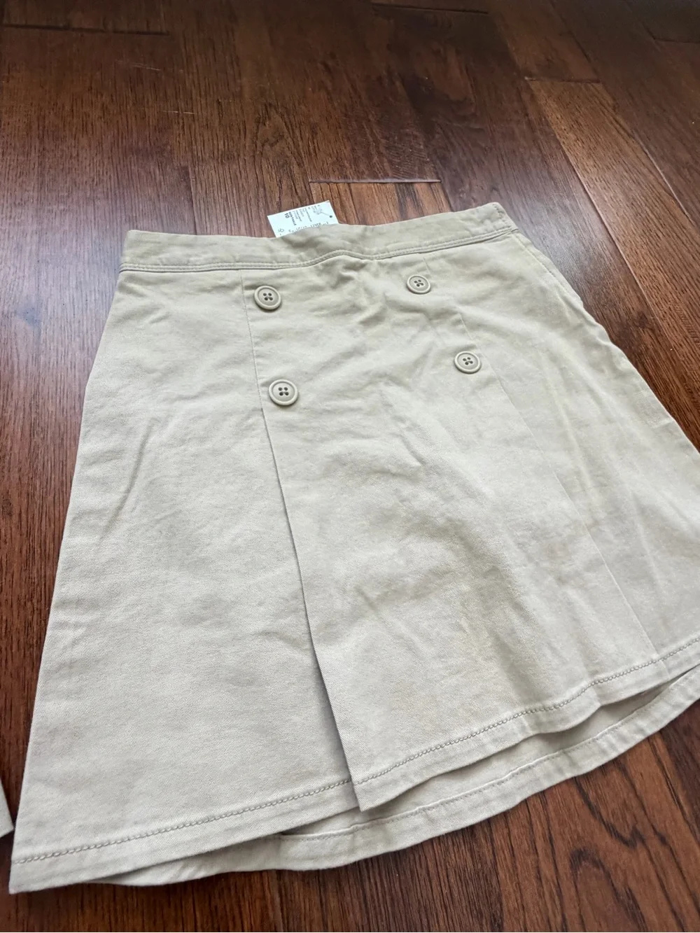 Beige Button-Front A-Line Skirt Uniform